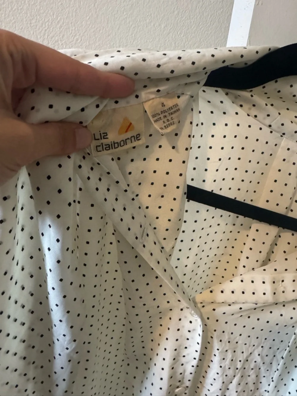 Claiborne Cream Button-Down Shirt with Black Micro Dot Print - Picture 3 of 3